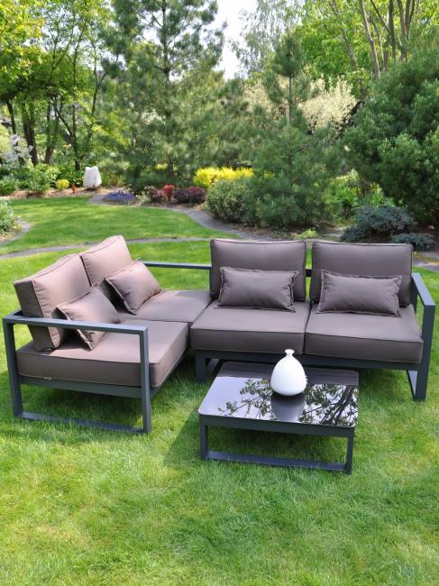 Комплект садовой мебели из алюминия “Место для семьи” Шоколад G401.32Е04 (Диван двухместный+диван с правым подлокотником+столик журнальный)