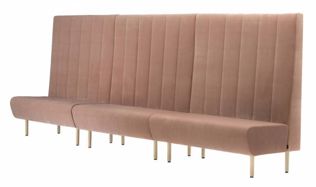 Диван модульный мягкий Modus 2.0 беленый ясень, розовый 3900х640х1400 мм Диван модульный мягкий Modus 2.0 беленый ясень, розовый 3900х640х1400 мм