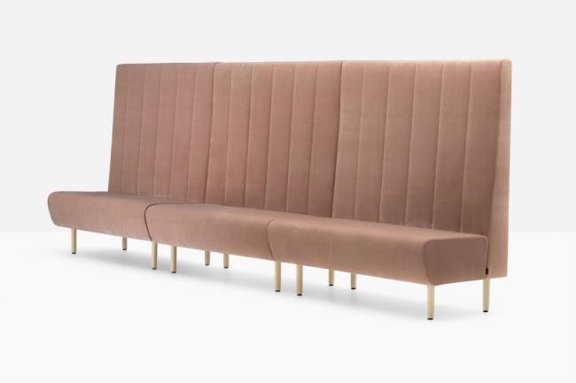 Диван модульный мягкий Modus 2.0 беленый ясень, розовый 3900х640х1400 мм Диван модульный мягкий Modus 2.0 беленый ясень, розовый 3900х640х1400 мм