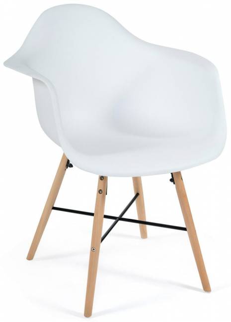 Кресло CINDY (EAMES) (mod. 919) / 1 шт. в упаковке дерево бук/металл/сиденье пластик, 60*62*79см, белый/white with natural legs белый/white with natural legs дерево бук/металл/сиденье пластик