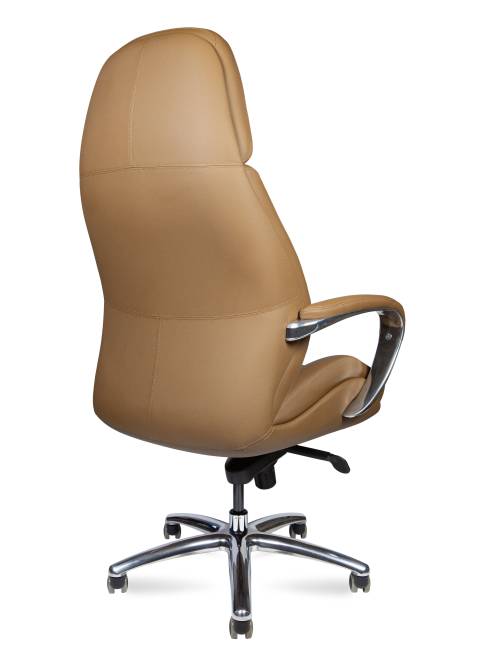 Кресло офисное / Порше / Porsche / светло-коричневая кожа / алюминий крестовина