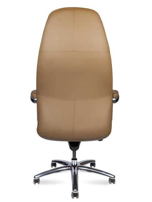 Кресло офисное / Порше / Porsche / светло-коричневая кожа / алюминий крестовина