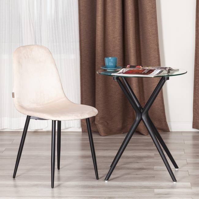 Стул BREEZE (mod. JSC-58) Велюр/металл , 44 х 53 х 86 см, creamy (кремовый) HLR 5 / черный (Комплект из 4 шт.) кремовый Велюр/металл