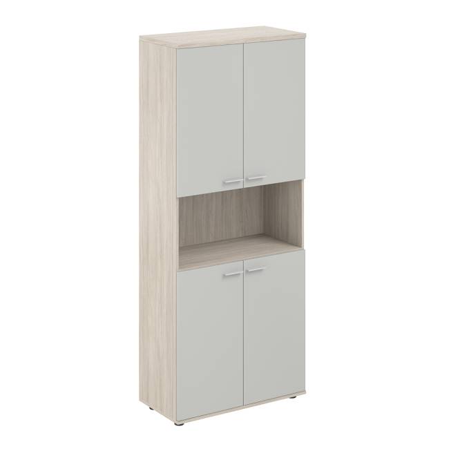 SG.861.OL.SH.SH / Шкаф высокий с нишей 800х400х1955, 4-х дв, з.ст ЛДСП 16 мм / корпус: дуб светлый; фасады: серый бархат