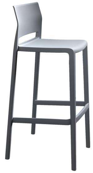 Стул пластиковый барный Bakhita 76 жемчужно-серый 480х470х1030 мм