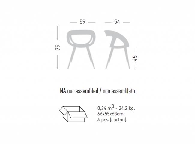 Кресло пластиковое Moema BP белый 590х540х790 мм