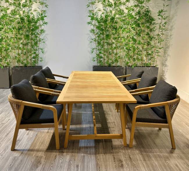 Обеденная группа LEONOREN каркас тик / стол тик 220 Обеденная группа LEONOREN каркас тик / стол тик 220