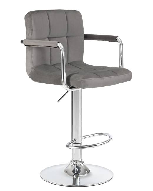 Набор 2 шт Стул барный DOBRIN KRUGER ARM, серый велюр (MJ9-75)