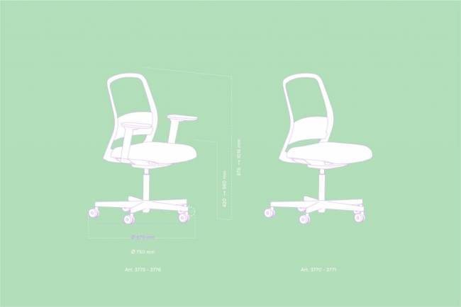 Кресло офисное на колесах Polar 750х750х875-1015 мм