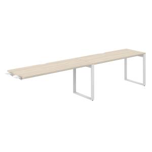 AG.193.AR.V.72.WH / Рабочая станция комбо s-b-s 3200х600х750 / профиль О-образный: 70х20 белый; столешница с вырезом; столешница: акация равелло