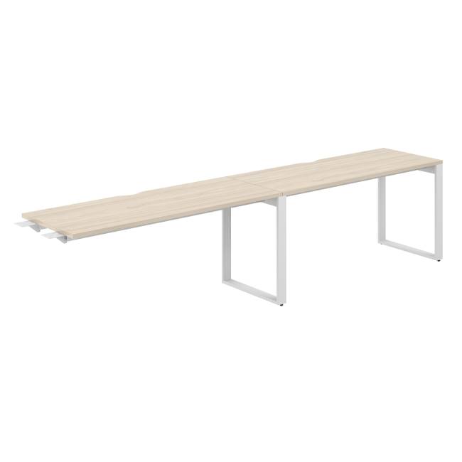 AG.193.AR.V.72.WH / Рабочая станция комбо s-b-s 3200х600х750 / профиль О-образный: 70х20 белый; столешница с вырезом; столешница: акация равелло