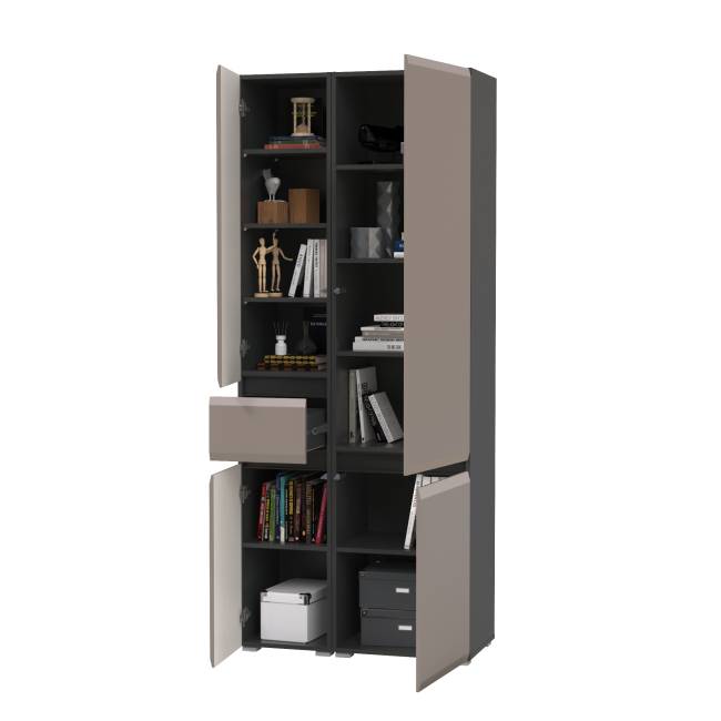 Шкаф с ящиком и шкаф в гостиную Сидней цвет антрацит/МДФ веллюто капучино