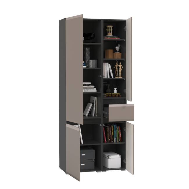 Шкаф с ящиком и шкаф в гостиную Сидней цвет антрацит/МДФ веллюто капучино