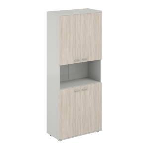 SG.841.SH.OL.OL / Шкаф высокий с нишей 800х400х1955, 4-х дв, з.ст HDF / корпус: серый бархат; фасады: дуб светлый