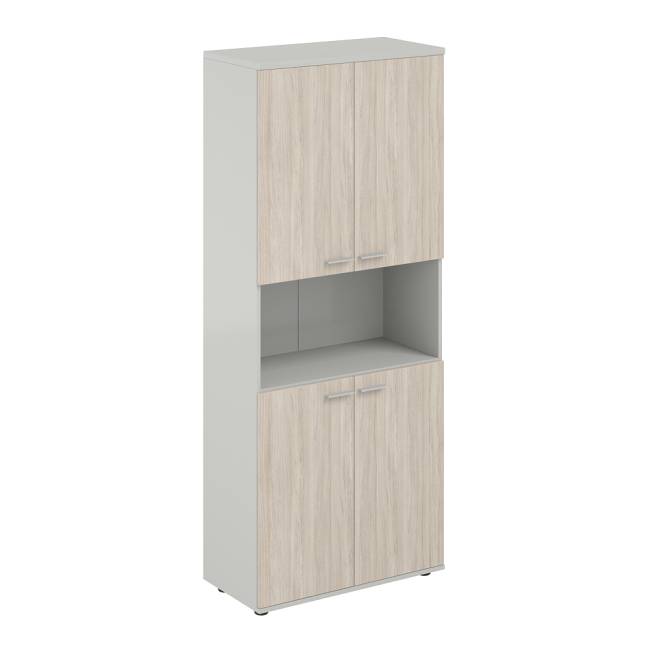 SG.841.SH.OL.OL / Шкаф высокий с нишей 800х400х1955, 4-х дв, з.ст HDF / корпус: серый бархат; фасады: дуб светлый
