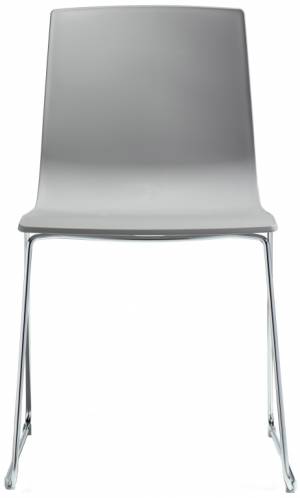Стул пластиковый на полозьях Alice хром, светло-серый 530х510х800 мм