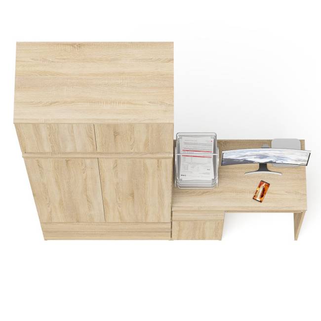 Компьютерный стол МС-1 левый со шкафом на 900 с антресолью Мори цвет дуб сонома