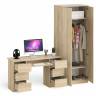Стол компьютерный МС-2 две тумбы с ящиками с двухдверным шкафом Мори цвет дуб сонома