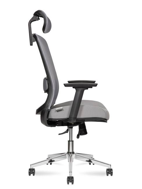 Кресло офисное / Космо блэк / Cosmo black / база хром / черный пластик / серая сетка / серая ткань