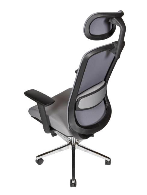 Кресло офисное / Космо блэк / Cosmo black / база хром / черный пластик / серая сетка / серая ткань