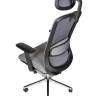 Кресло офисное / Космо блэк / Cosmo black / база хром / черный пластик / серая сетка / серая ткань