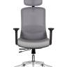 Кресло офисное / Космо блэк / Cosmo black / база хром / черный пластик / серая сетка / серая ткань