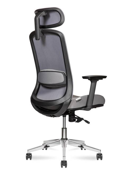 Кресло офисное / Космо блэк / Cosmo black / база хром / черный пластик / серая сетка / серая ткань