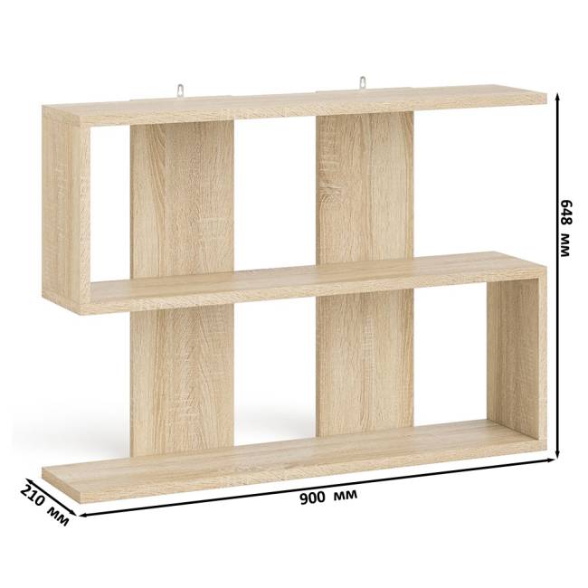 Стол компьютерный Мори МС-6 правый с навсеной полкой сверху и комодом на три ящика цвет дуб сонома