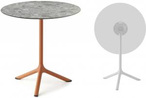 Стол ламинированный обеденный складной Tripe Folding терракотовый, зернистый Ø700х740 мм