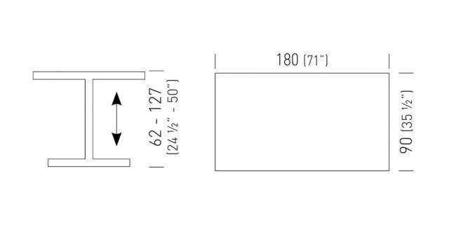 Стол ламинированный с регулировкой высоты Azione 1800х900х620-1270 мм
