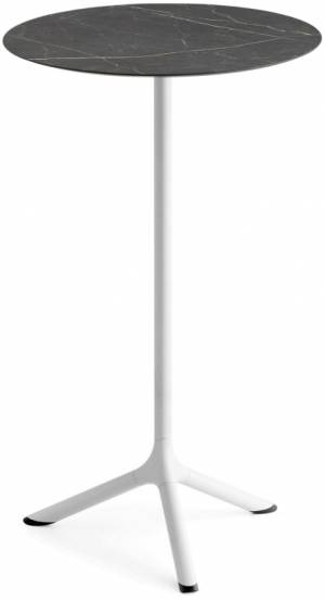 Стол ламинированный барный Tripe белый, черный мрамор Сахара Ø600х1100 мм
