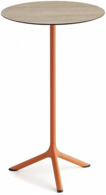 Стол ламинированный барный складной Tripe Folding терракотовый, состаренный дуб тортора Ø600х1100 мм