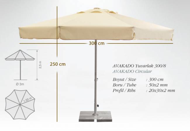 Зонт профессиональный Ø3.5 м Avocado Ø3500 мм