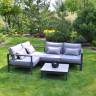 Комплект садовой мебели из алюминия “Место для семьи” G401.32Е10 (Диван двухместный+диван с правым подлокотником+столик журнальный)серый