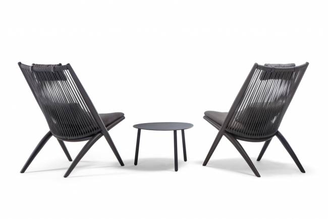 Кресло-шезлонг плетеное с подушкой Bahza антрацит, темно-серый, серый 830х630х960 мм