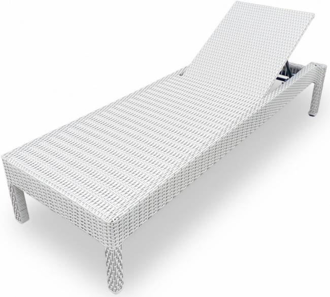 Шезлонг-лежак плетеный GS925 белый 1910х650х360 мм
