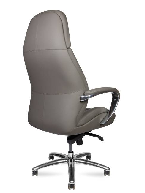Кресло офисное / Порше / Porsche / темно-серая кожа / алюминий крестовина