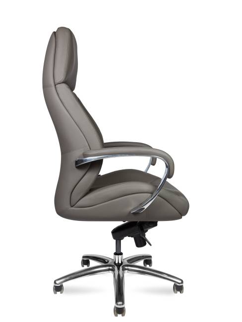 Кресло офисное / Порше / Porsche / темно-серая кожа / алюминий крестовина