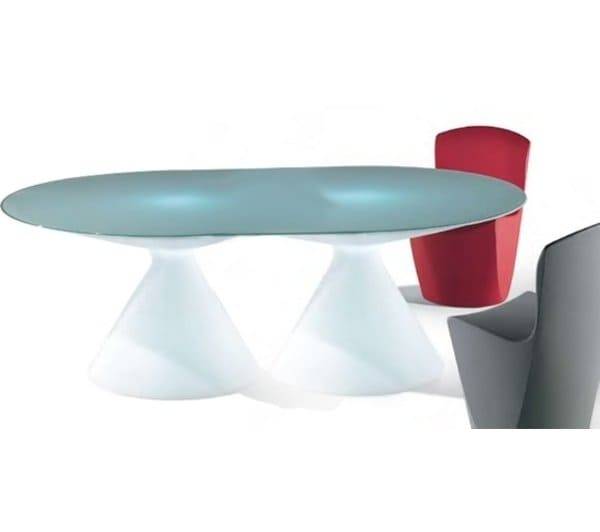 Стол пластиковый со стеклом светящийся Ed II Lighting белый 2800х1400х720 мм