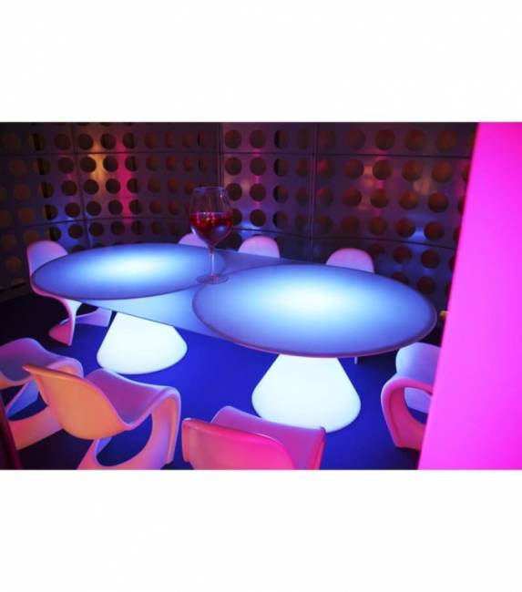 Стол пластиковый со стеклом светящийся Ed II Lighting белый 2800х1400х720 мм