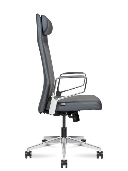 Кресло офисное / Вэст / West  / серая кожа / алюминиевая база
