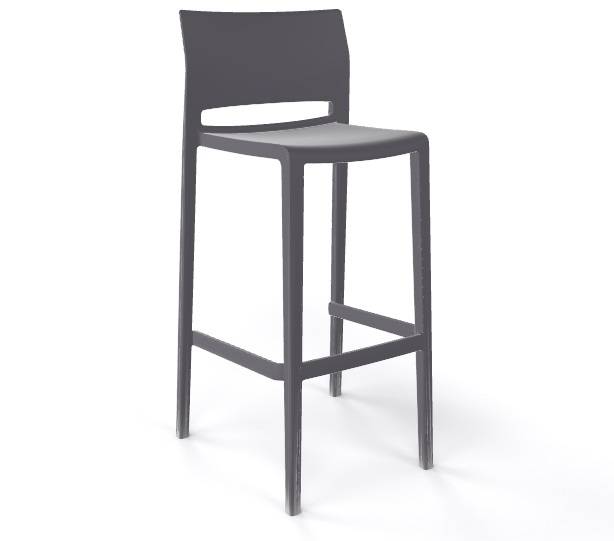 Стул пластиковый барный Bakhita 76 серый 480х470х1030 мм Стул пластиковый барный Bakhita 76 серый 480х470х1030 мм