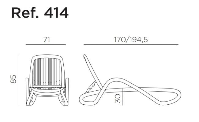 Шезлонг-лежак пластиковый Eden белый 1700-1945х710х850 мм