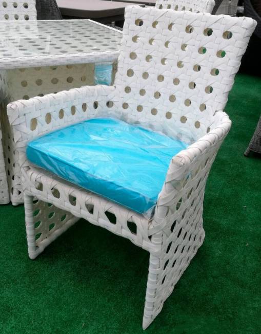 Кресло обеденное "Авила", из натурального ротанга, белый, голубой