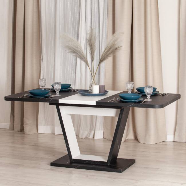 Стол обеденный VOX раздвижной ЛДСП, 132-172x85x75,5 см, Мрамор черный/Белый Мрамор черный/Белый ЛДСП Стол обеденный VOX раздвижной ЛДСП, 132-172x85x75,5 см, Мрамор черный/Белый Мрамор черный/Белый ЛДСП