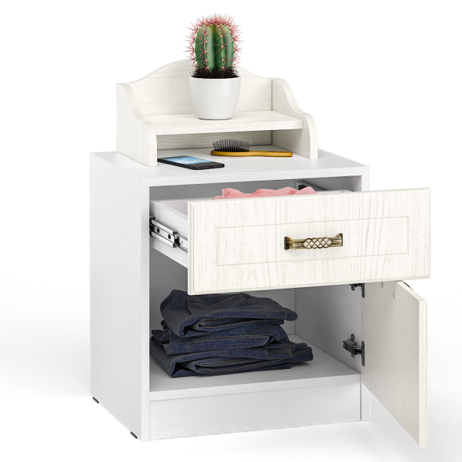 Тумба с настольной полкой Ливерпуль цвет ясень ваниль/белый