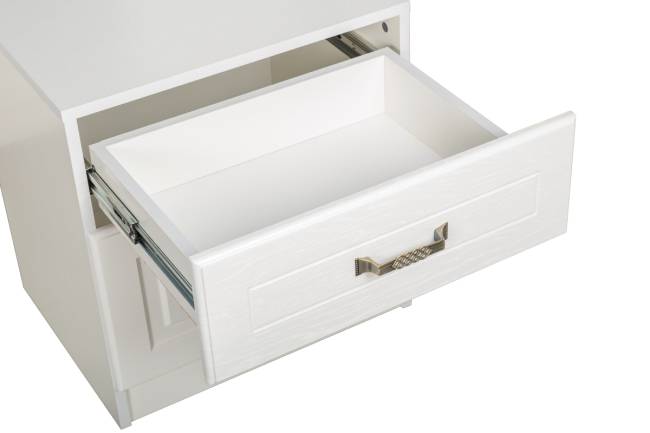 Тумба с настольной полкой Ливерпуль цвет ясень ваниль/белый