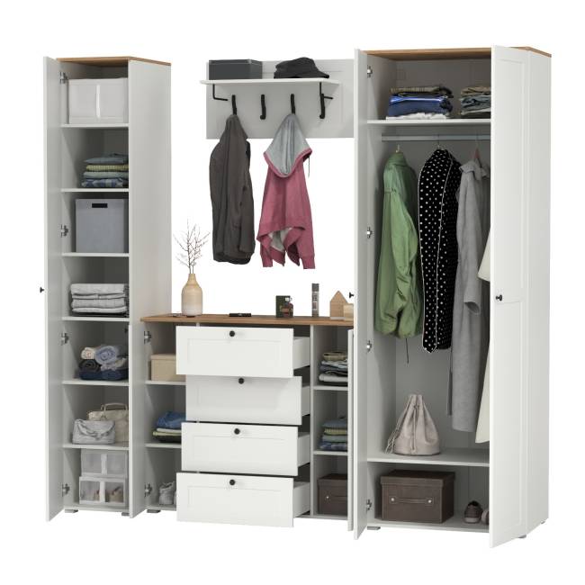 Остин мебель для прихожей № 39 цвет белый шагрень/дуб крафт золотой