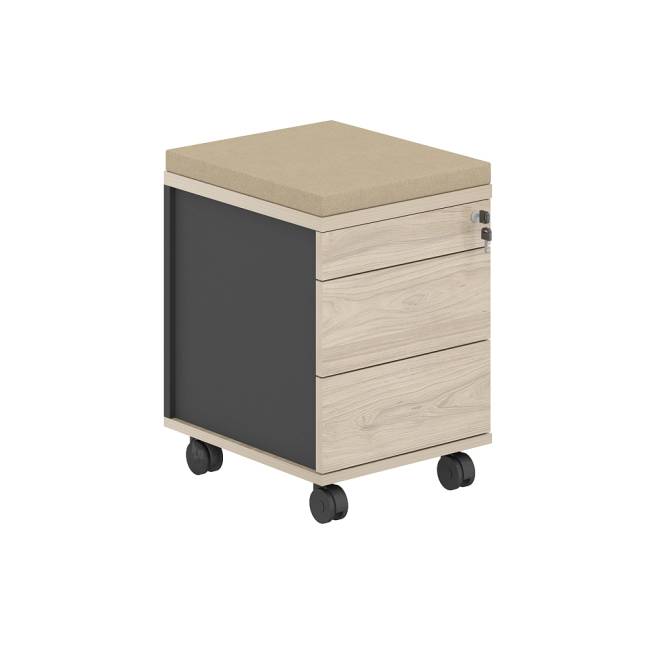 AG.274.AN.AR.AR / Тумба мобильная 2 ящ. метаб.+лот.ящ.+подушка / корпус:антрацит, топ/дно:ак.равелло, фасады:ак.равелло, подушка:бежевый