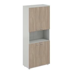 SG.841.SH.OD.OD / Шкаф высокий с нишей 800х400х1955, 4-х дв, з.ст HDF / корпус: серый бархат; фасады: дуб темный